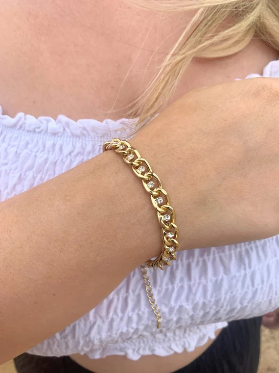 Dainty CZ Bracelet  Cuban Link Bracelet  Curb Link bracelet | Etsy | Etsy (US)