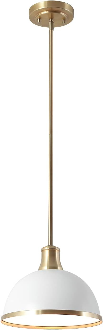 Globe Electric 60824 1-Light Pendant, Matte White, Matte Brass Accents, Kitchen Island, Café, De... | Amazon (US)