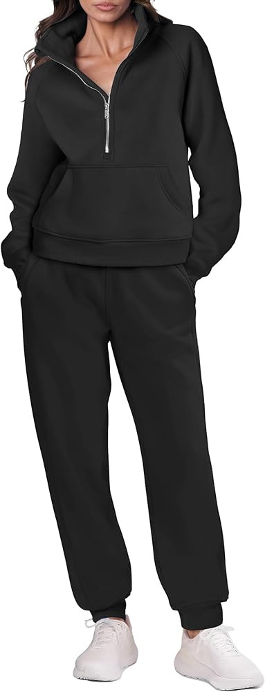 ANRABESS Womens 2 Piece Outfits Sweatsuit Zip Up Sweatshirt Jogger Sweatpants Tracksuit Matching ... | Amazon (US)