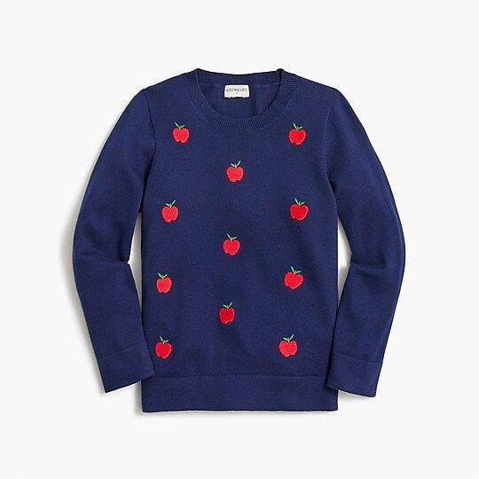 Girls' apple cotton sweater | J.Crew Factory