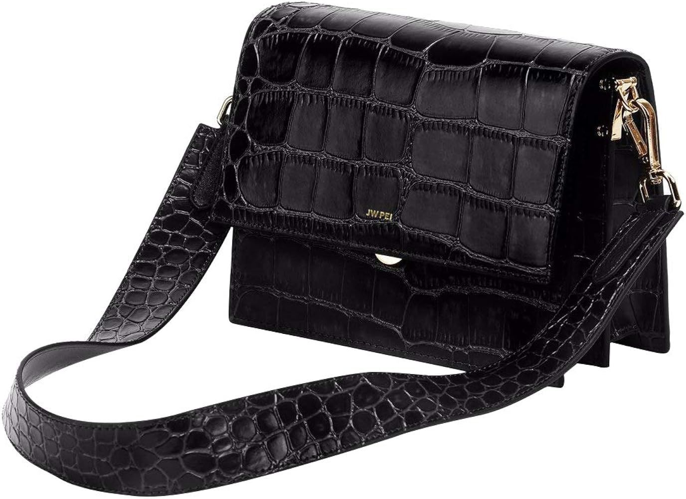 JW PEI Small Crossbody Bag for Women Vegan Leather Retro Shoulder Bag Crocodile Purse Mini Flap Bags | Amazon (US)