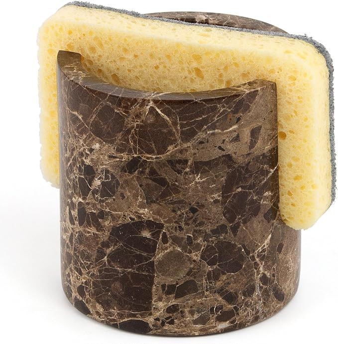 Natural Marble Sponge Holder, Drying Rack for Kitchen Sink - Dark Brown | Amazon (US)