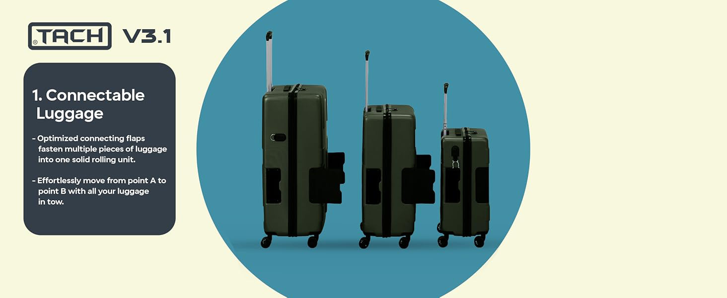 TACH Patented Connecting Hard Shell 3 Piece Luggage Set - 20, 24 & 28 inch Luggage | Carry-On, Me... | Amazon (US)