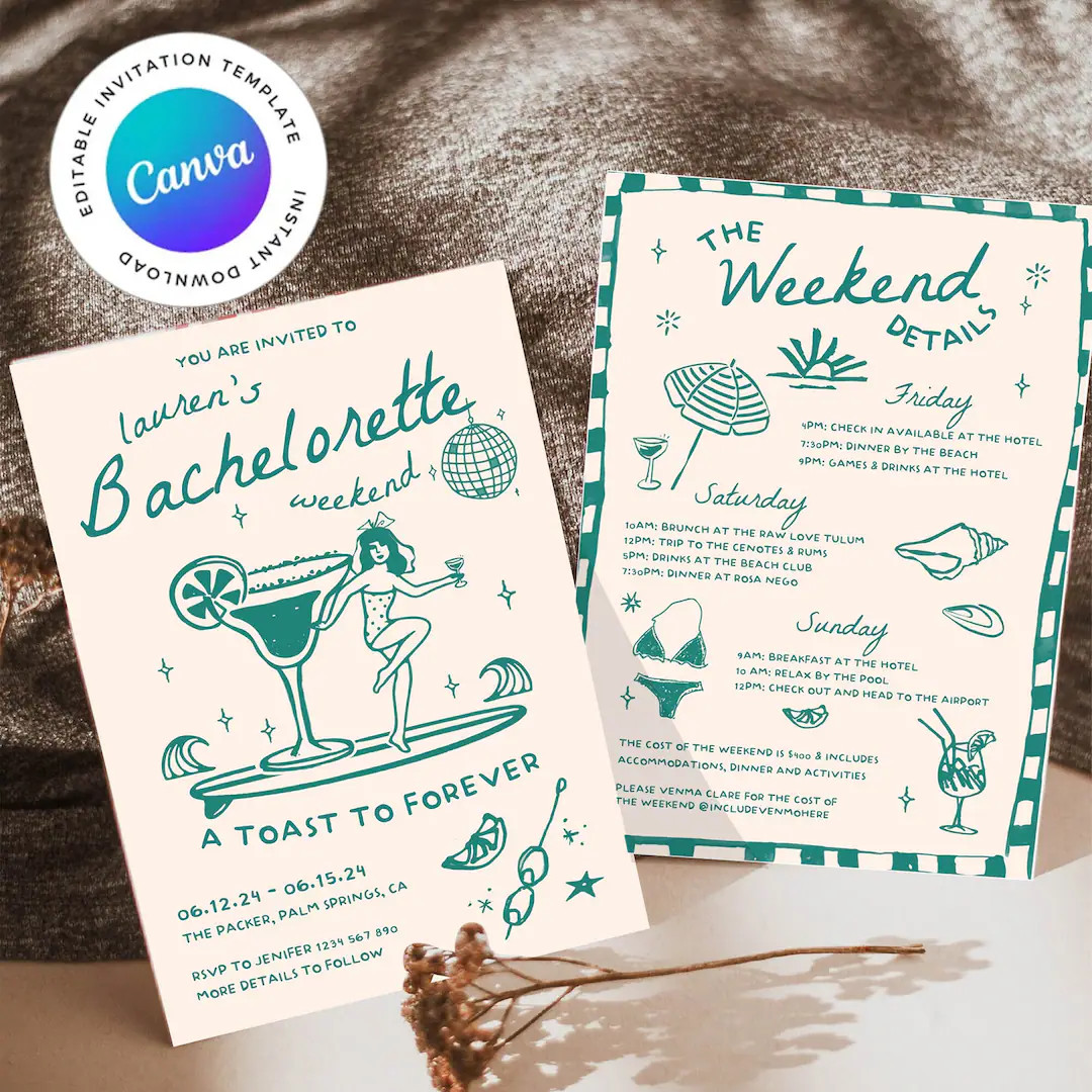 Last Toast on the Coast Coastal Grandma Bachelorette Weekend Invite and Itinerary Template, Beach... | Etsy (US)