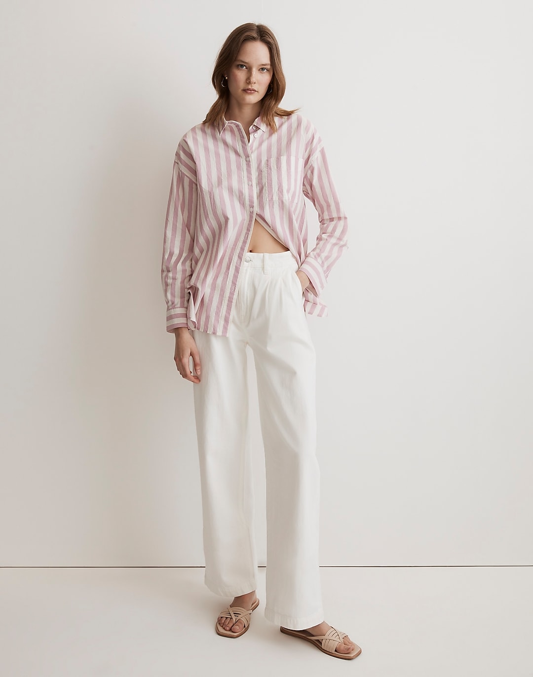 The Signature Poplin Oversized Shirt in Springy Stripe | Madewell