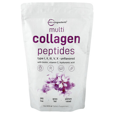Micro Ingredients, Multi Collagen Peptides, Unflavored, 1 lb (454 g) | iHerb