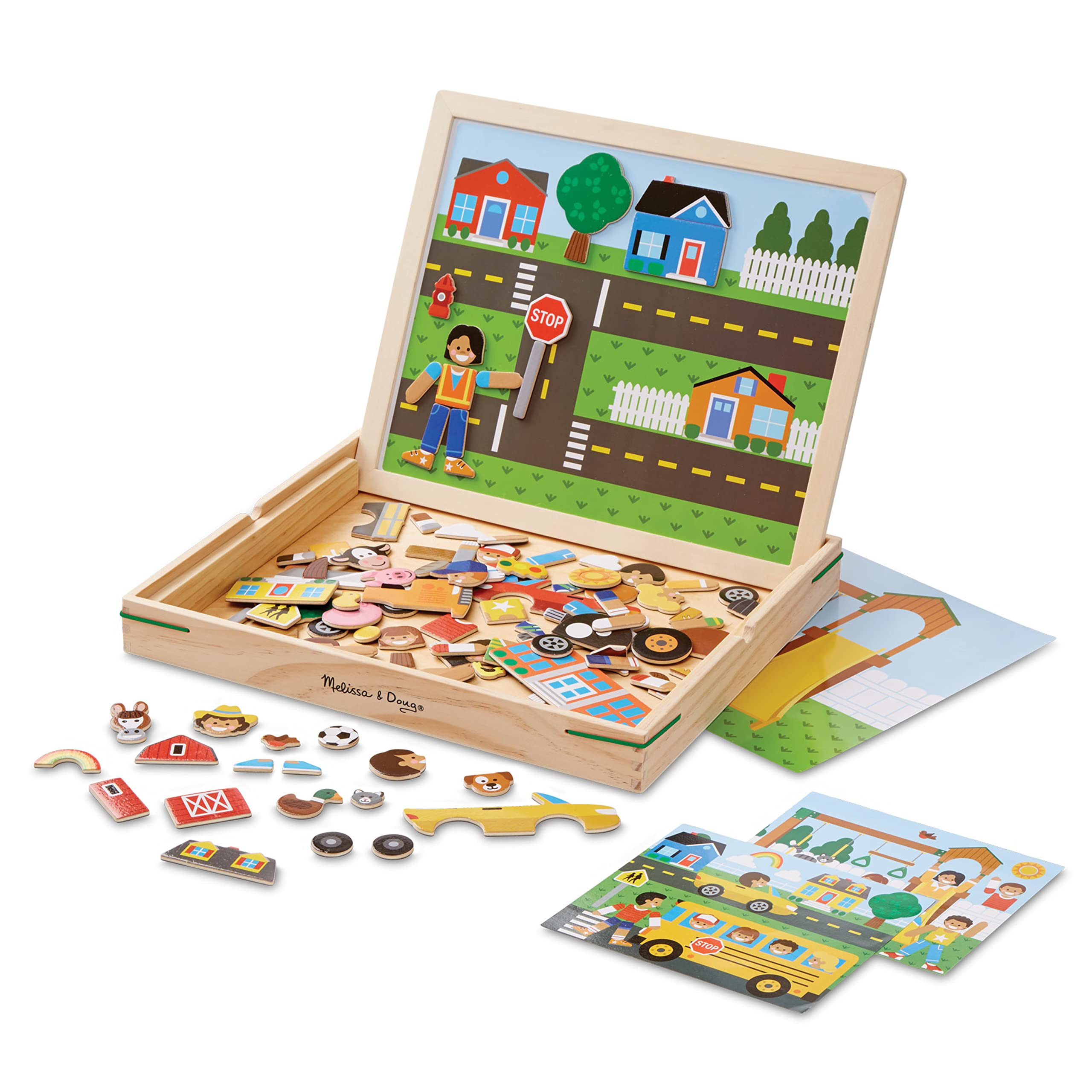 Melissa & Doug Wooden Magnetic Matching Picture Game With 119 Magnets and Scene Cards | Amazon (US)