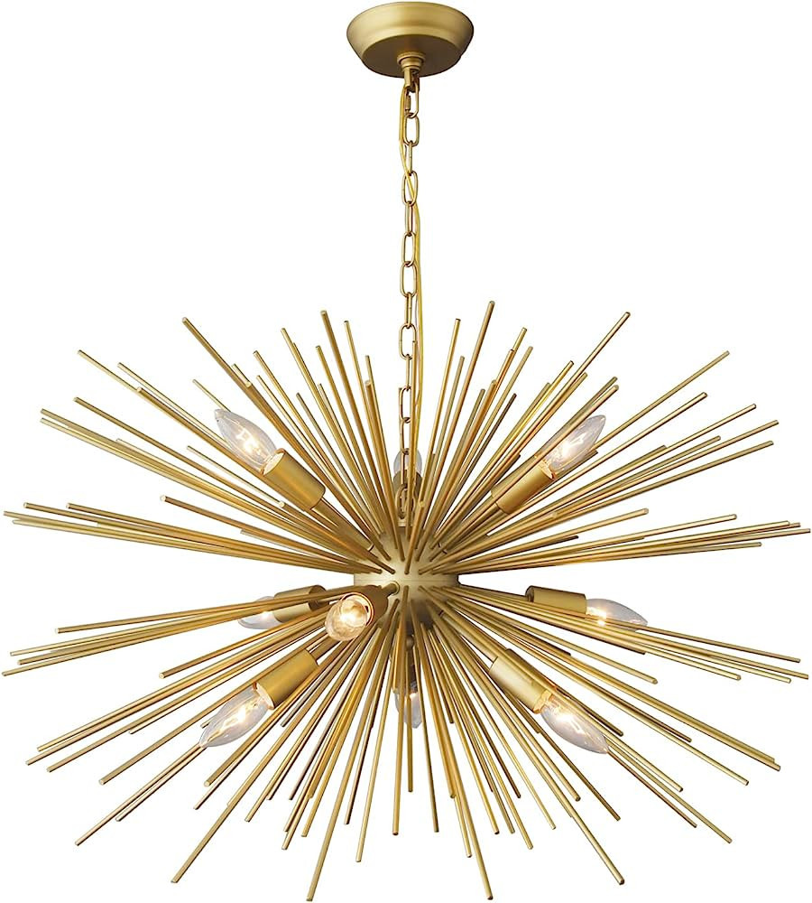 ZIRALIO Modern Gold Sputnik Chandelier 9-Light Starburst Chandelier Light Fixture for Living Room... | Amazon (US)