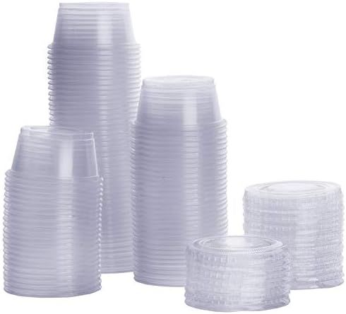 [100 Sets - 2 oz.] Plastic Portion Cups With Lids, Souffle Cups, Jello Shot Cups | Amazon (US)
