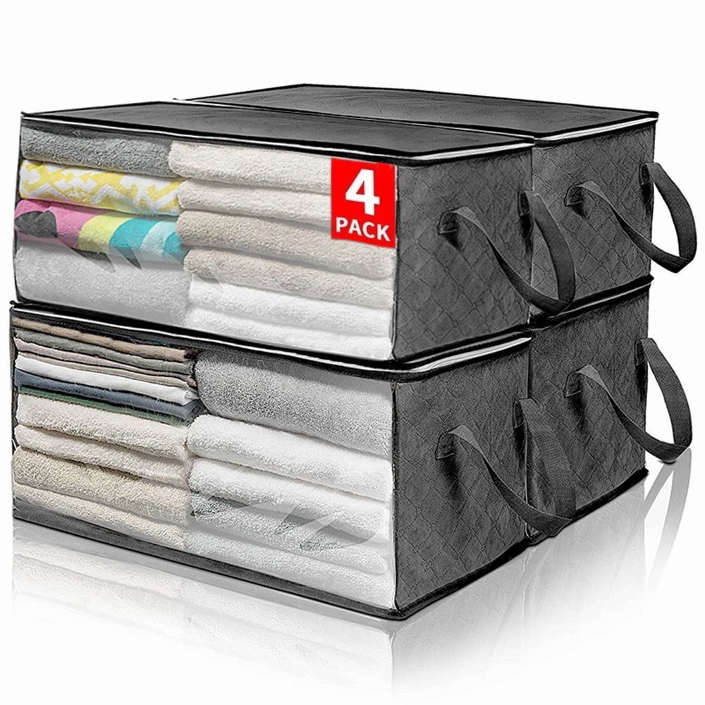 ACEUR Foldable Clothes Storage Bag, 4 Pack 90L Large Blankets Underbed Storage Bags, Quilts Stora... | Walmart (US)