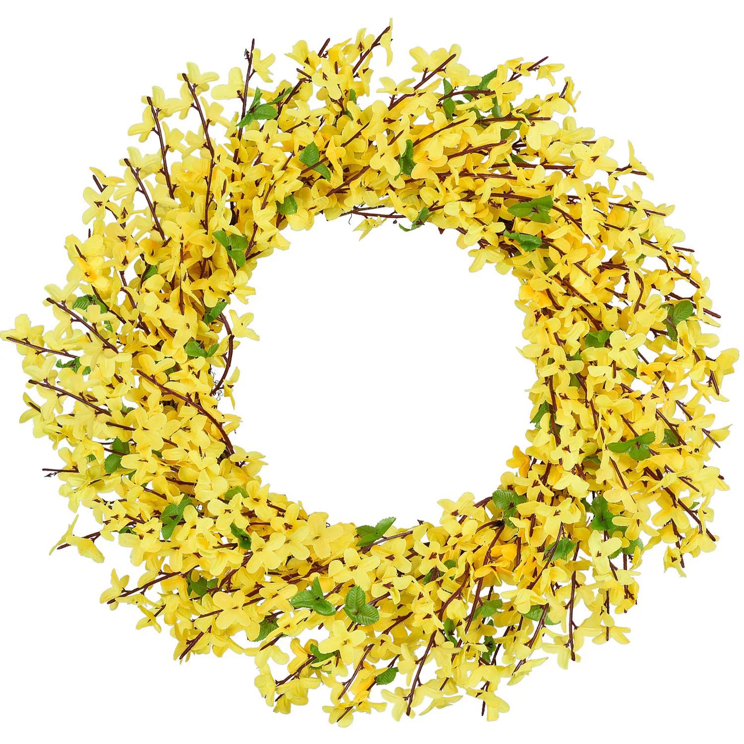 Coolmade Artificial Forsythia Flower Wreath - 17" Yellow Flower Door Wreath Fake Flower Spring/Su... | Walmart (US)