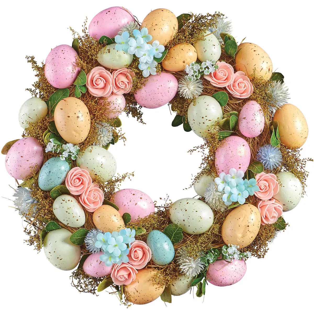 Collections Etc Pastel Eggs and Floral Easter Hanging Wreath | Target