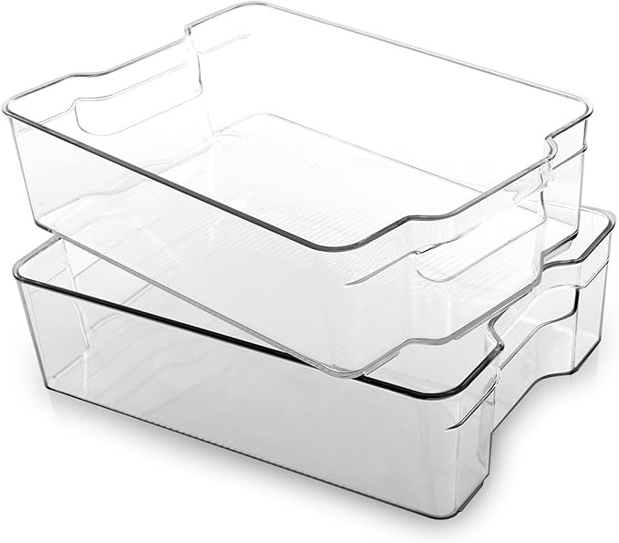 BINO Stackable Plastic Organizer Storage Bins, Large - 2 Pack - Pantry Organization and Storage R... | Amazon (US)