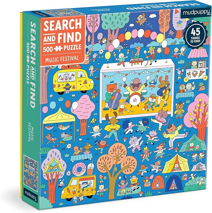 Music Festival 500 Piece Search and Find Family Puzzle from Mudpuppy, Colorful Illustrations, Com... | Amazon (US)