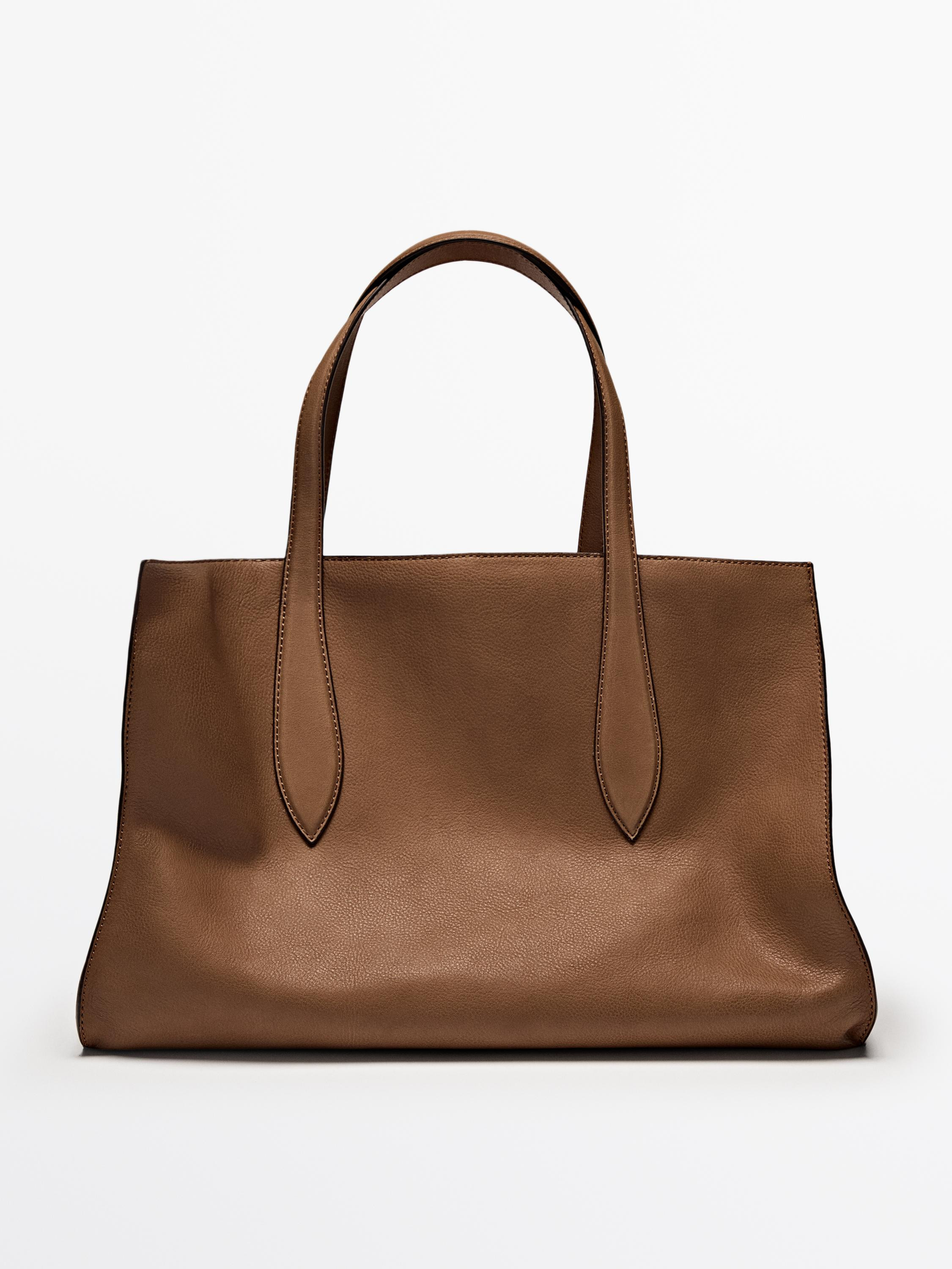 Nappa leather maxi tote bag | Massimo Dutti US