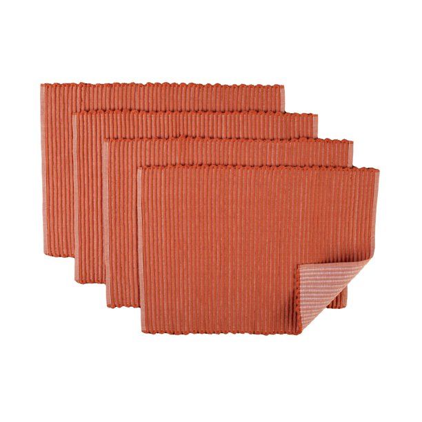 Sticky Toffee Chunky Ribbed Reversible Placemat Set, 4 Pack, 14 in x 20 in, Terracotta - Walmart.... | Walmart (US)