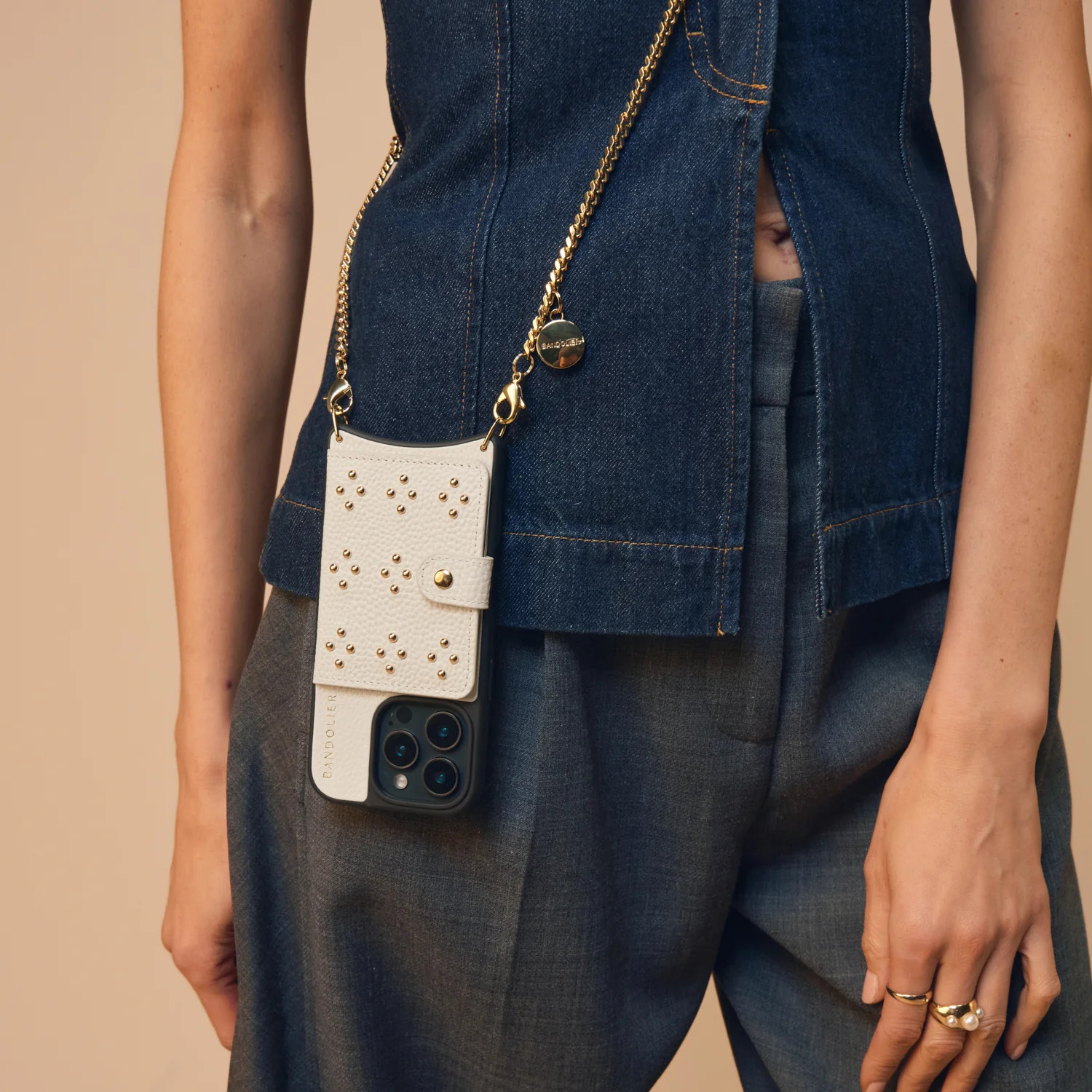 Mona MagSafe Charging Crossbody Bandolier - Ivory/Gold | Bandolier