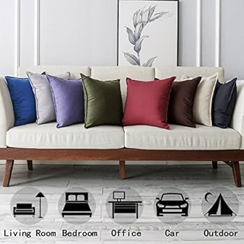 Jeanerlor Pack of 2 24 x 24 Inch Cotton Linen Soft Soild Decorative Square Throw Pillow Covers Gr... | Amazon (US)