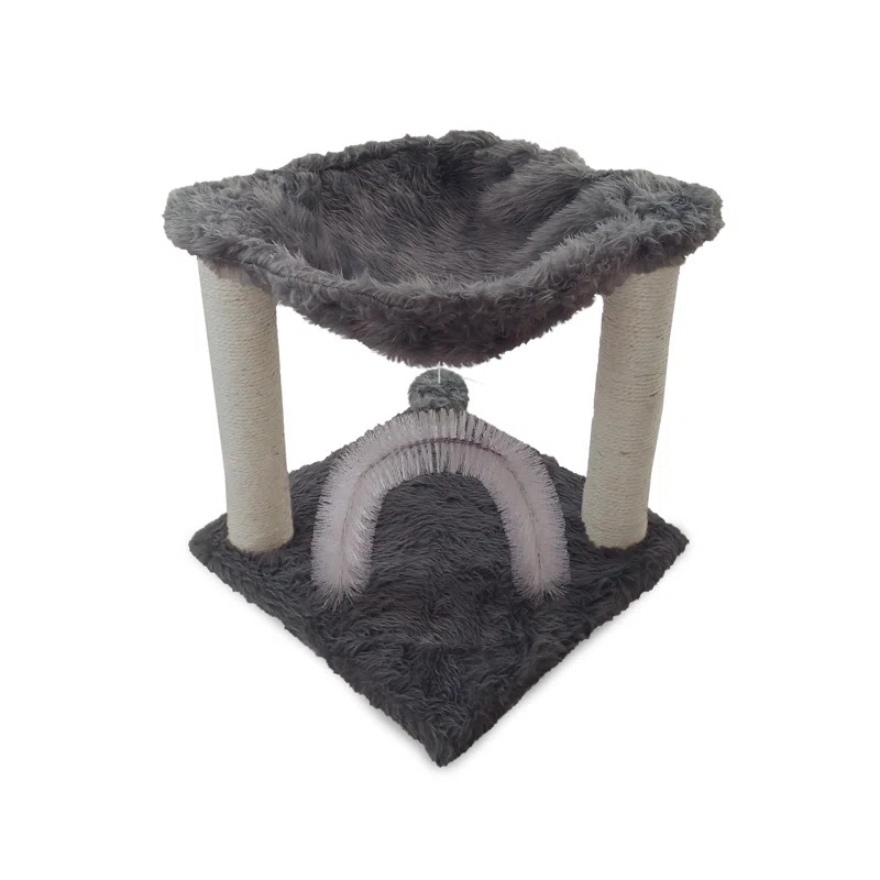 Plush Hammock and Cat Brush Grooming Station | Wayfair North America