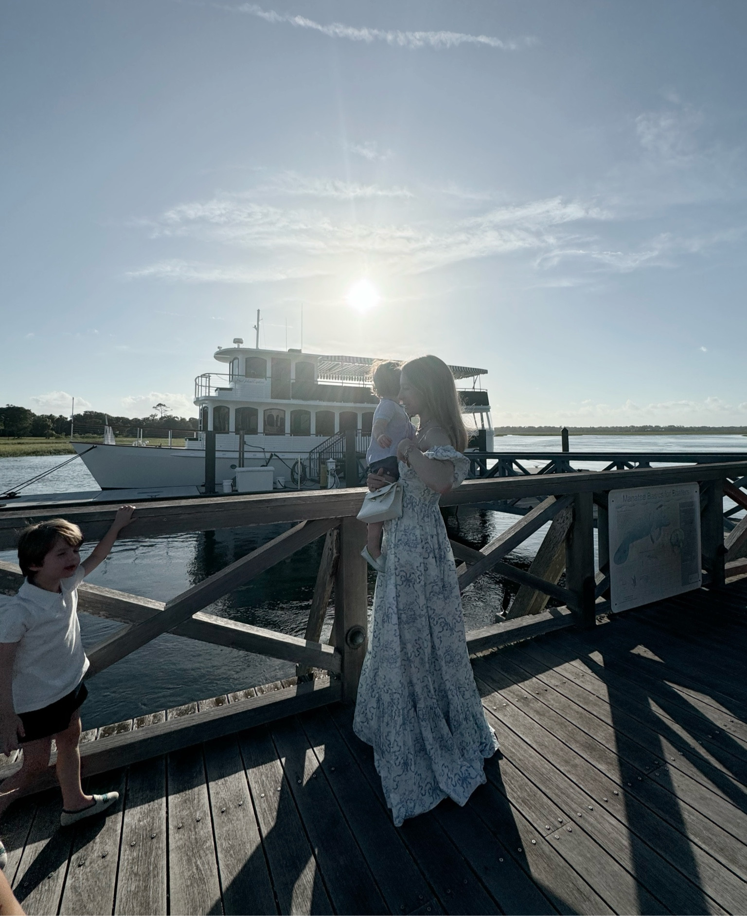 Prettiest blue and white floral dress! Wore it to dinner at the beach. Would be pretty for a more formal event too. 