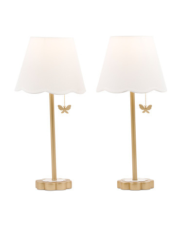 2pk 21in floral base scalloped shade table lamps | Marshalls