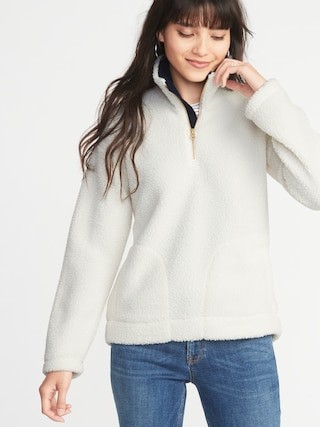 Sherpa 1/4-Zip Mock-Neck Popover for Women | Old Navy US