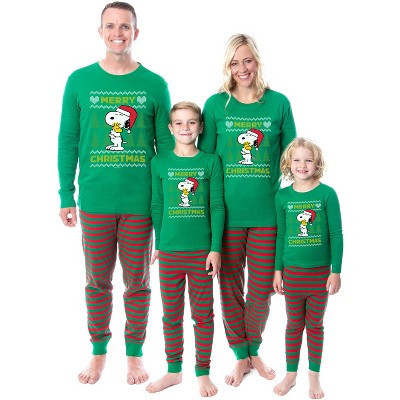 Intimo Peanuts Christmas Ugly Sweater Tight Fit Cotton Matching Family Pajama Set (Adult, XX-Large) Green | Target