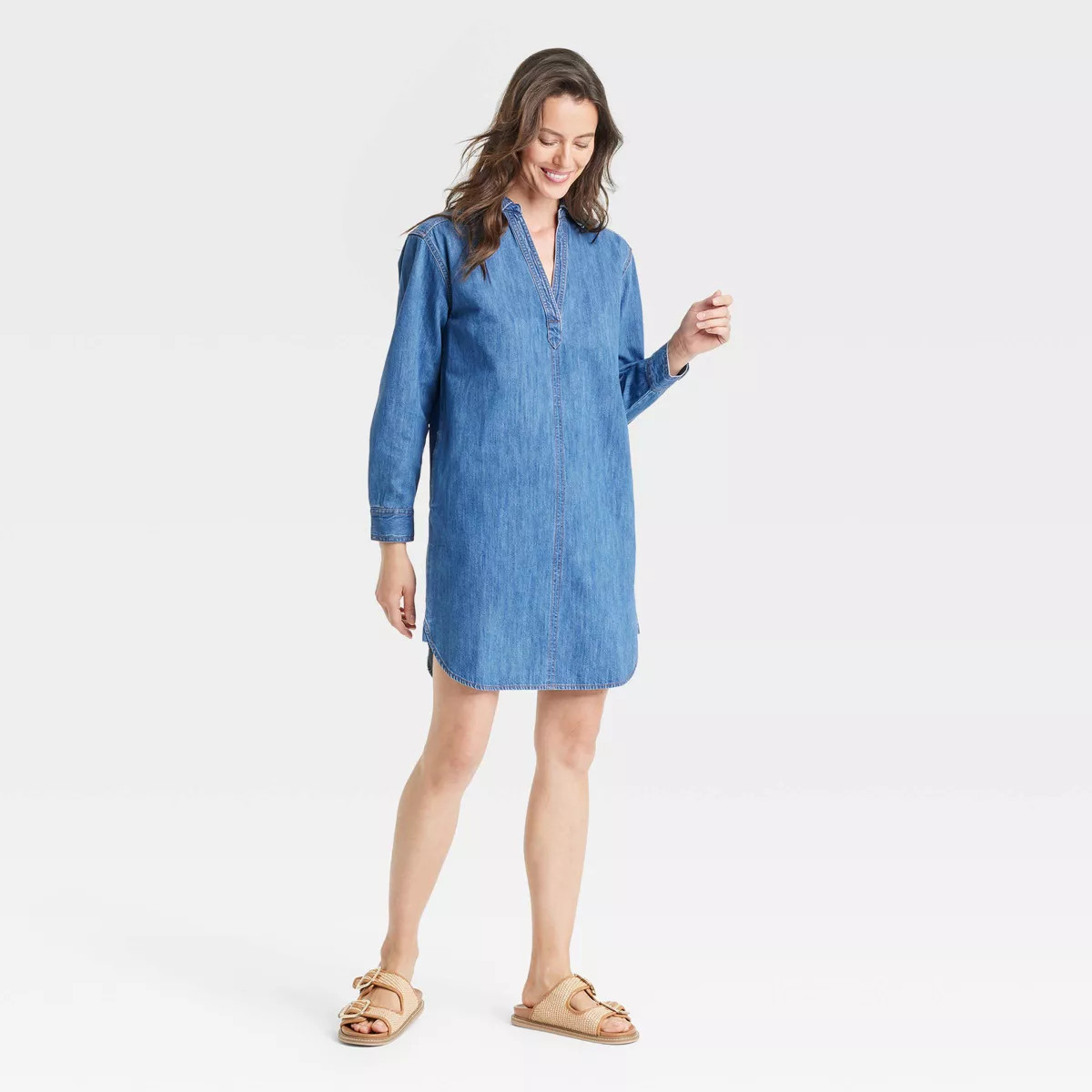 Women's Long Sleeve Popover Mini Shirtdress - Universal Thread™ | Target