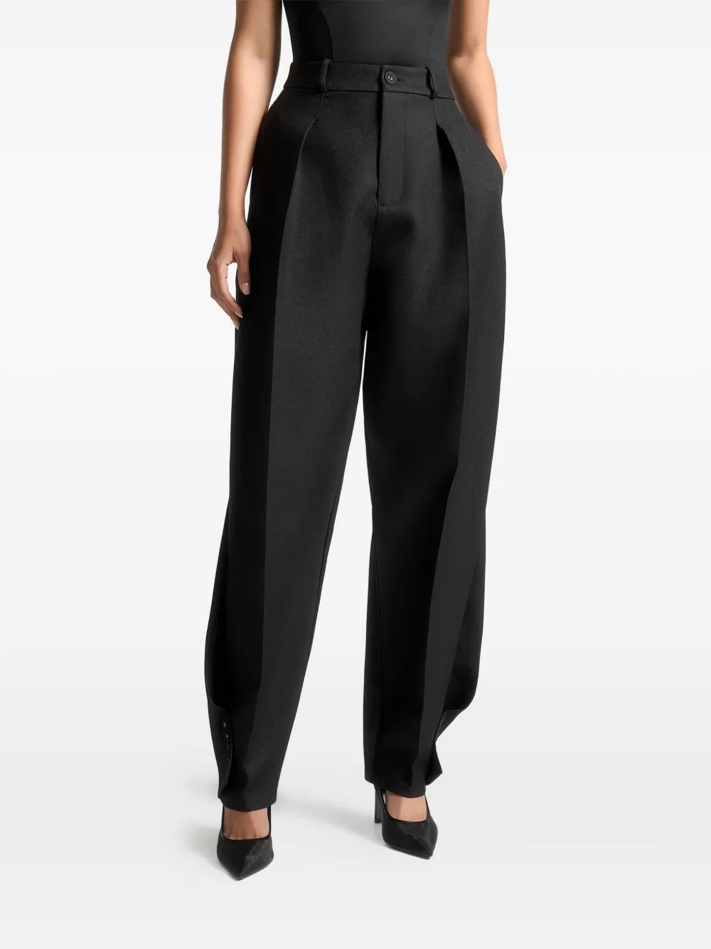 Manière De Voir Sophie twist-detail pleat trousers - Black | Farfetch Global