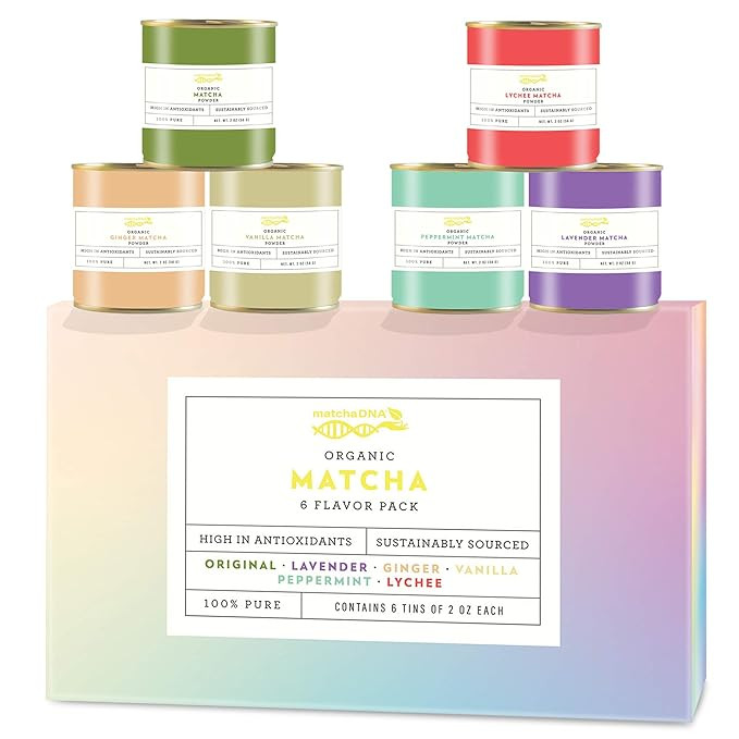 Flavored Matcha Tea Gift Set by MatchaDNA | USDA Certified Organic | 6 Delicious Flavors of Match... | Amazon (US)