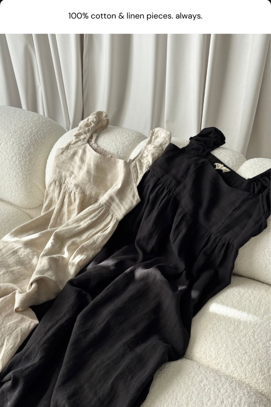 Linen dresses from worth collective 💭🧺🤍🖤