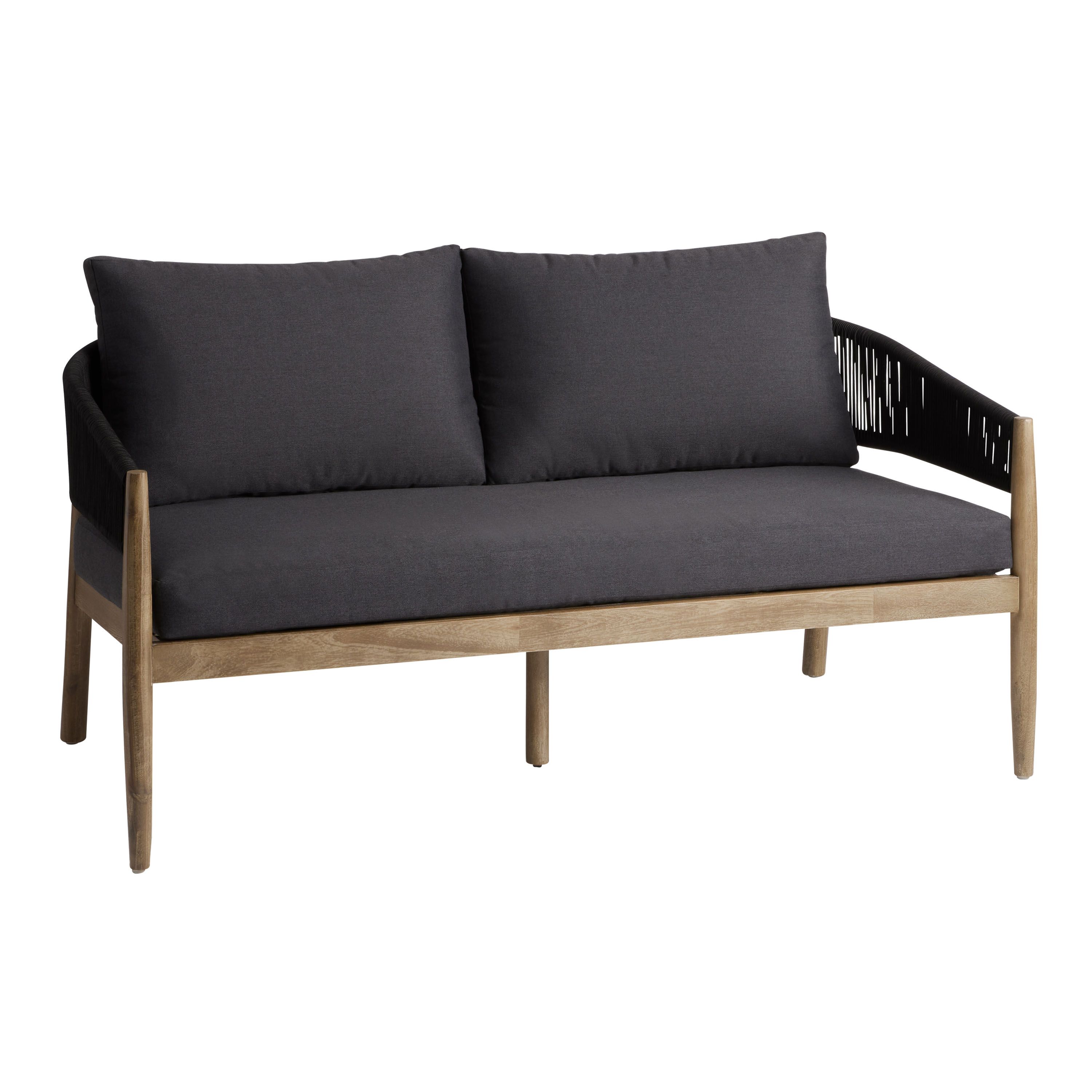 Cabrillo Acacia Wood And Rope Outdoor Loveseat | World Market