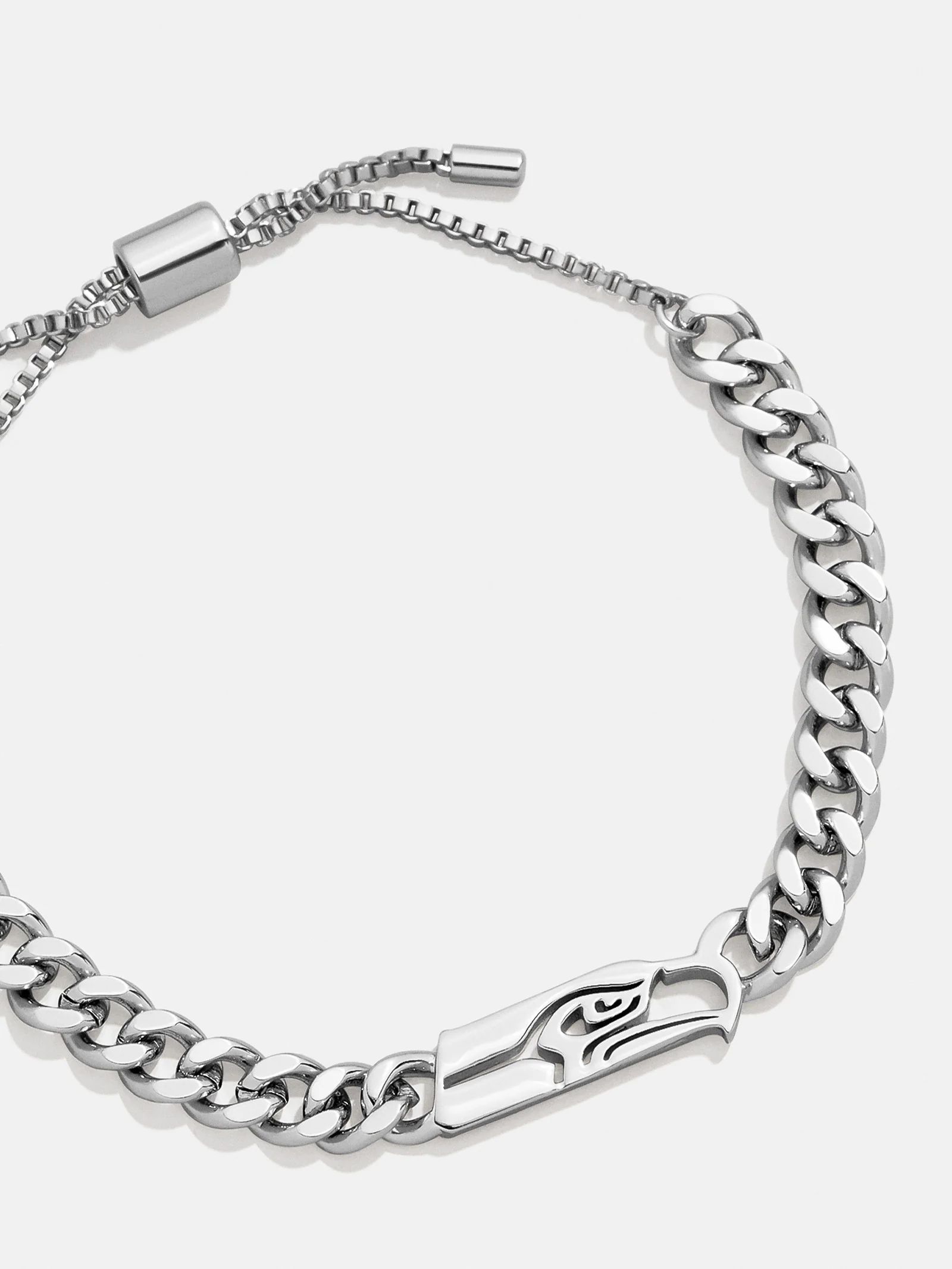 Seattle Seahawks NFL Silver Curb Chain Bracelet - Seattle Seahawks | BaubleBar (US)
