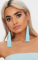 Baby Blue Long Tassel Earrings | PrettyLittleThing UK