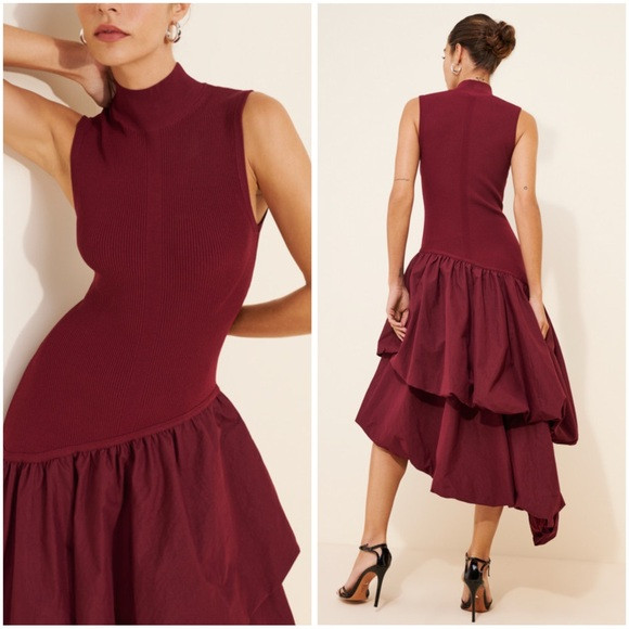 Amur Eleonora Tiered Gown Elegant Burgundy Sleeveless Dress | Poshmark
