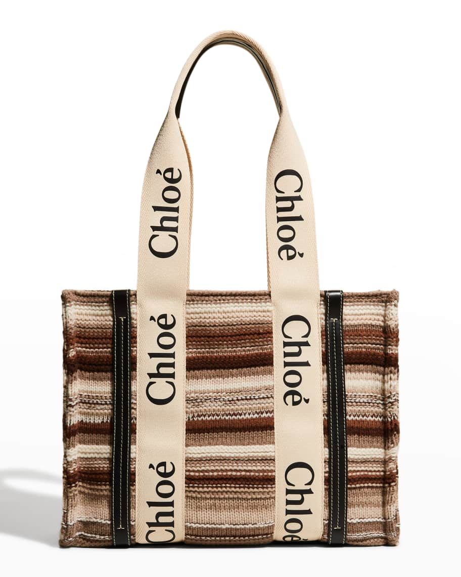Chloe Woody Recycled Cashmere Medium Tote Bag | Neiman Marcus