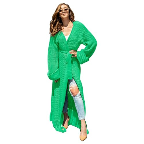 BlaQ Vault Long Women's Cardigan - Trendy Open Front Fall Cardigans Dress - Lightweight Knit Sweater for Women - Green | Amazon (US)