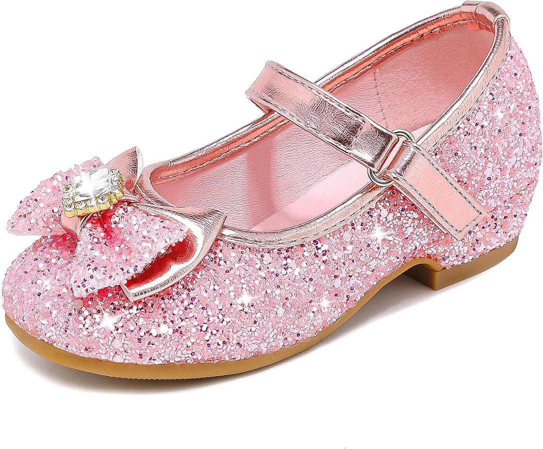 Furdeour Girls Dress Shoes Mary Jane Wedding Flower Bridesmaids Heels Glitter Princess Shoes for ... | Amazon (US)