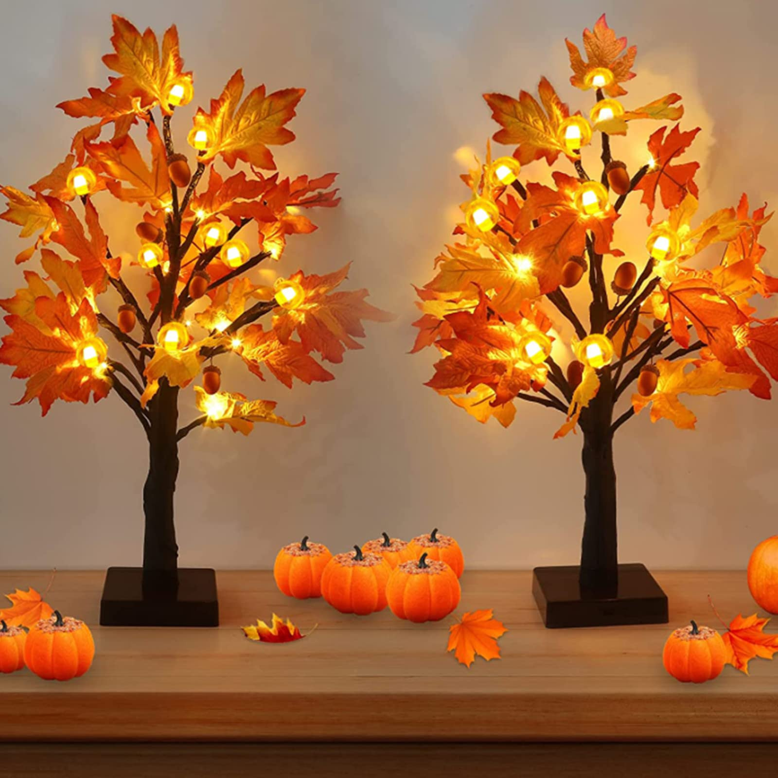 Fall Maple Tree with 48 LEDs Battery Operated Light Up Artificial Pumpkins Maple Acorn Tree for F... | Amazon (US)
