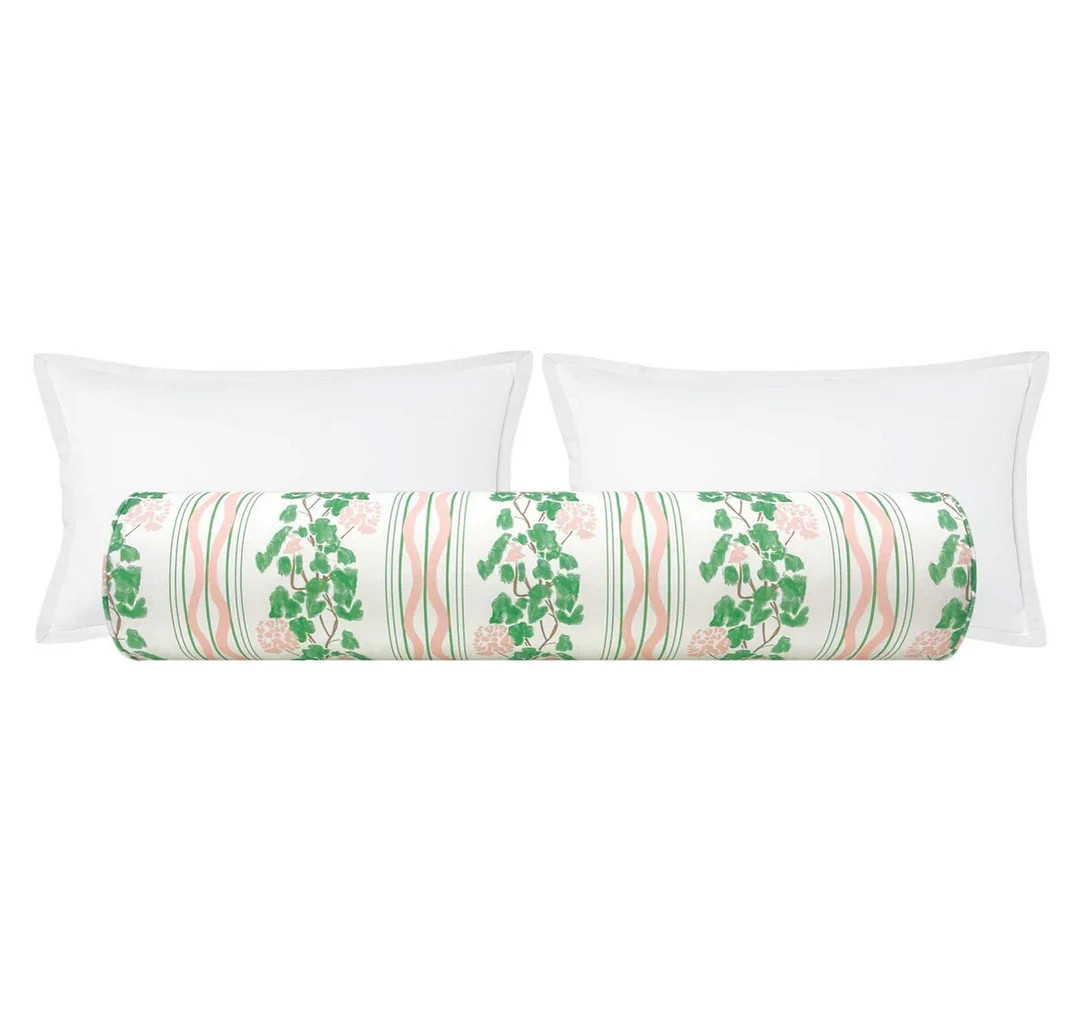 The Bolster : Clara // Spring Pink Lulie Wallace Designer Bolster Floral Print Bedroom Decor - Et... | Etsy (US)