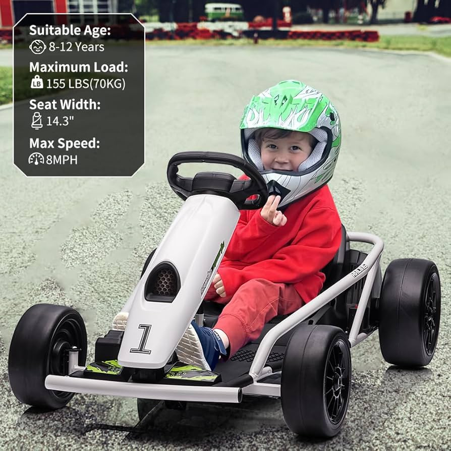 24V Go Kart for Kids 8-12 Years, 300W*2 Extra Powerful Motors, 9Ah Large Battery 8MPH High Speed ... | Amazon (US)
