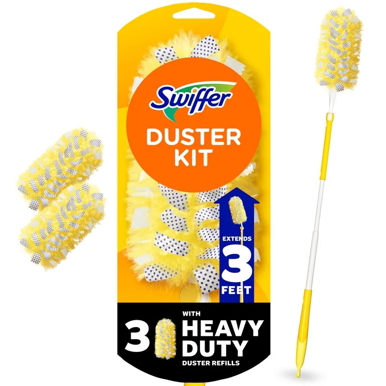 Swiffer Heavy Duty 3 ft Extendable Duster Kit with Refills, Unscented, 1 Handle + 3 Refills | Walmart (US)