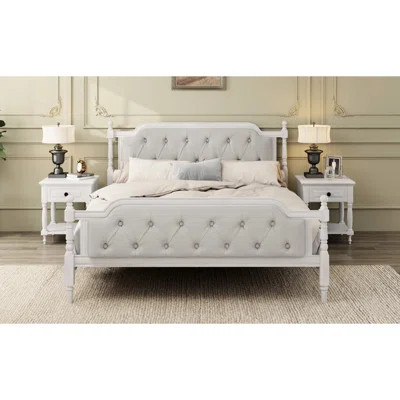Bed Frame With Padded Headboard, Structure Wood | Wayfair North America