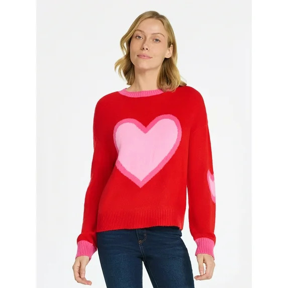 99 Jane Street Women's and Women's Plus Heart Sweater, Midweight, Sizes XS-4X | Walmart (US)