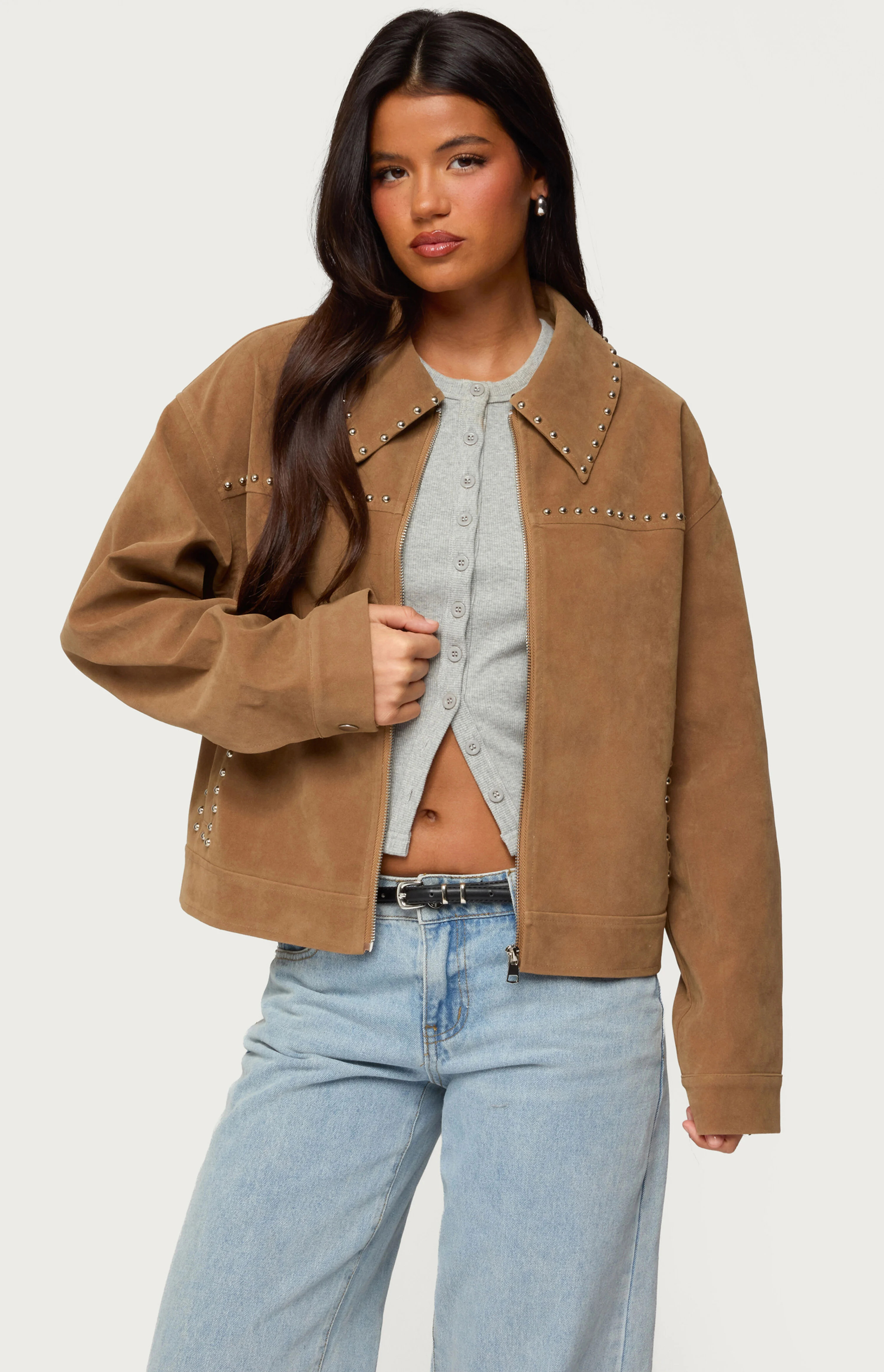 Edikted Memphis Studded Faux Suede Jacket | PacSun