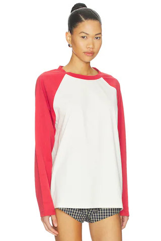 LIONESS Kravitz Baseball Tee in Crimson from Revolve.com | Revolve Clothing (Global)