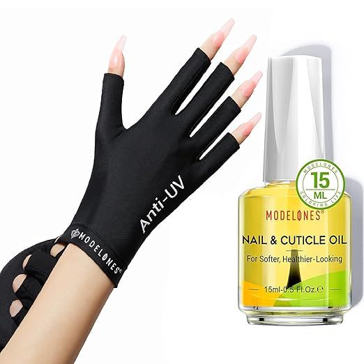 modelones UV Gloves and Cuticle Oil, 15ml Nail & Cuticle Care Strengthener Oil Vitamin E + B Frag... | Amazon (US)