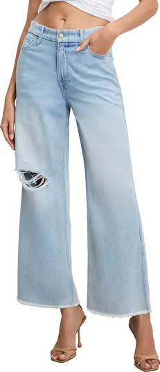 Good Skate Fray Hem Crop Wide Leg Jeans | Nordstrom