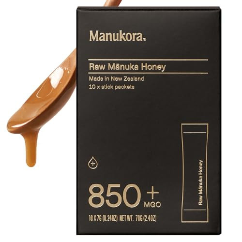 Manukora UMF 20+/MGO 850+ Raw Manuka Honey - Authentic Non-GMO New Zealand Honey, UMF & MGO Certified, Traceable from Hive to Hand (0.25 Oz Stick Packets (Pack of 10) | Amazon (US)