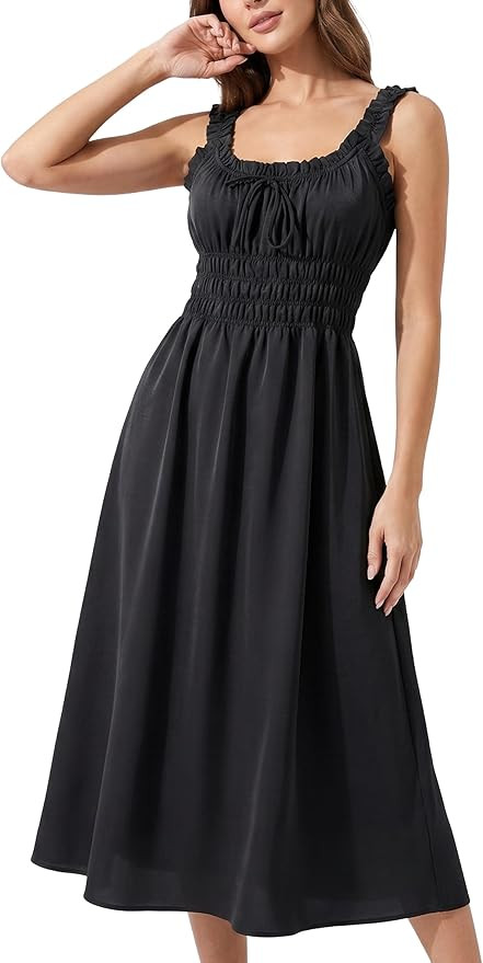 2026 Summer Sleeveless Long Beach Sundress Women Flowy Casual Smocked A-Line Boho Maxi Sun Dresse... | Amazon (US)